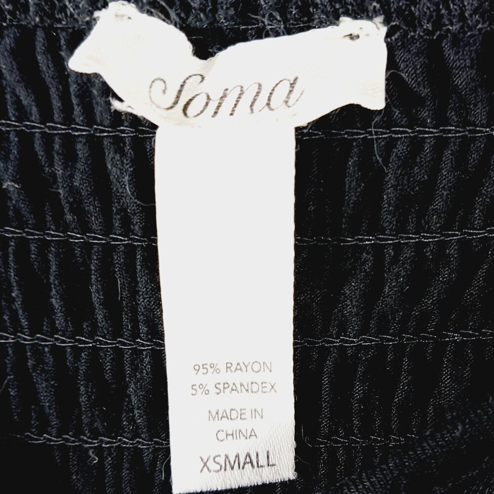 Soma, Black Maxi Halter Dress, Crochet Bodice, Smocked Back, Super Soft, XS Boho - Picture 2 of 12